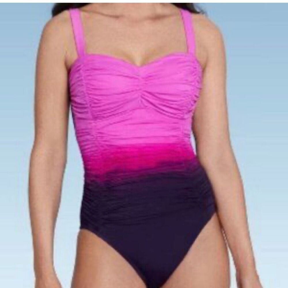 Aqua Green Women's Pink Ombre Sweetheart One‎ Piece Swimsuit Size 6